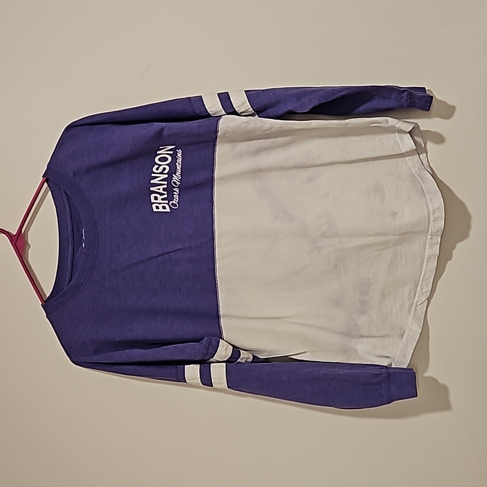 Branson Ozark Mountains purple white long sleeve jersey Small EUC